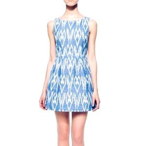 ALICE + OLIVIA Epstein Blue iKat Print Dress.